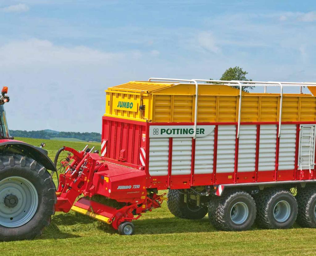 JUMBO / JUMBO combiline Z przyczepą silosową taniej Pöttinger wszedł na rynek, gdy trwała walka systemów o tytuł optymalnej metody pozyskiwania wysokiej jakości kiszonki.