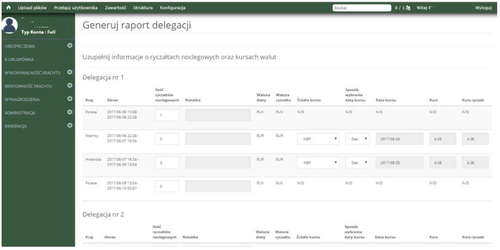 Wyliczeń można dokonać za pomocą ręcznego wprowadzania danych lub automatycznie.