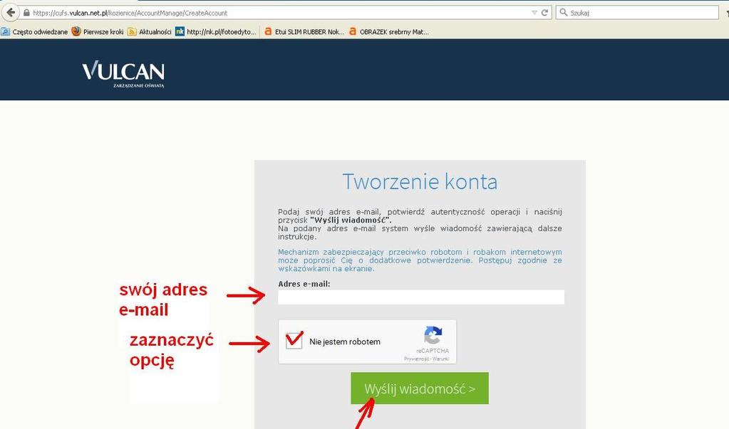 Zapoznać się z treścią komunikatu wyświetlonego na stronie