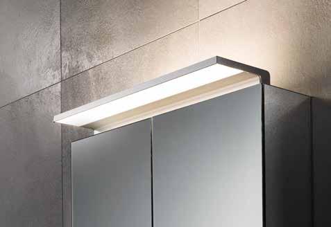 Ciesz się z nami z nowej szafki lustrzanej do łazienki z trzema nowoczesnymi oprawami LED oraz w pełni nowoczesnym, inteligentnym regulatorem barwy i natężenia światła.
