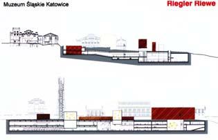 Nowe i zmodernizowane budynki muzealne 3. Schematyczny widok muzeum części podziemnej i nadziemnej wg zwycięskiego projektu zespołu Riegler Riewe Architektem z Grazu w Austrii 3.