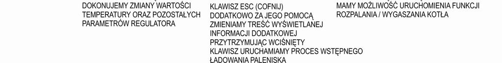 OPIS REGULATORA PANEL STERUJĄCY REGULATORA Pole informacji dodatkowej może wyświetlać jedną z poniższych informacji: - Liczniki pracy podajnika, w tym łączny czas pracy podajnika (liczony od