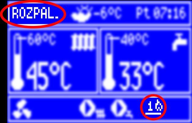 10 Tryby pracy regulatora 10.1 Rozpalanie Tryb POZPALANIE służy do rozpalenia paleniska w kotle. Proces rozpalania odbywa się automatycznie.
