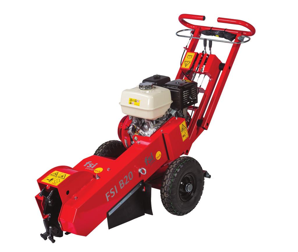 Ø20,5/8 Wymiary D x S x W 1800 x 680 x 1100 mm Masa 130 kg Pchany frez do pni z silnikiem benzynowym Osprzęt dodatkowy B20 to kompaktowy i wyważony frez do pni, którą można stosować do cięcia
