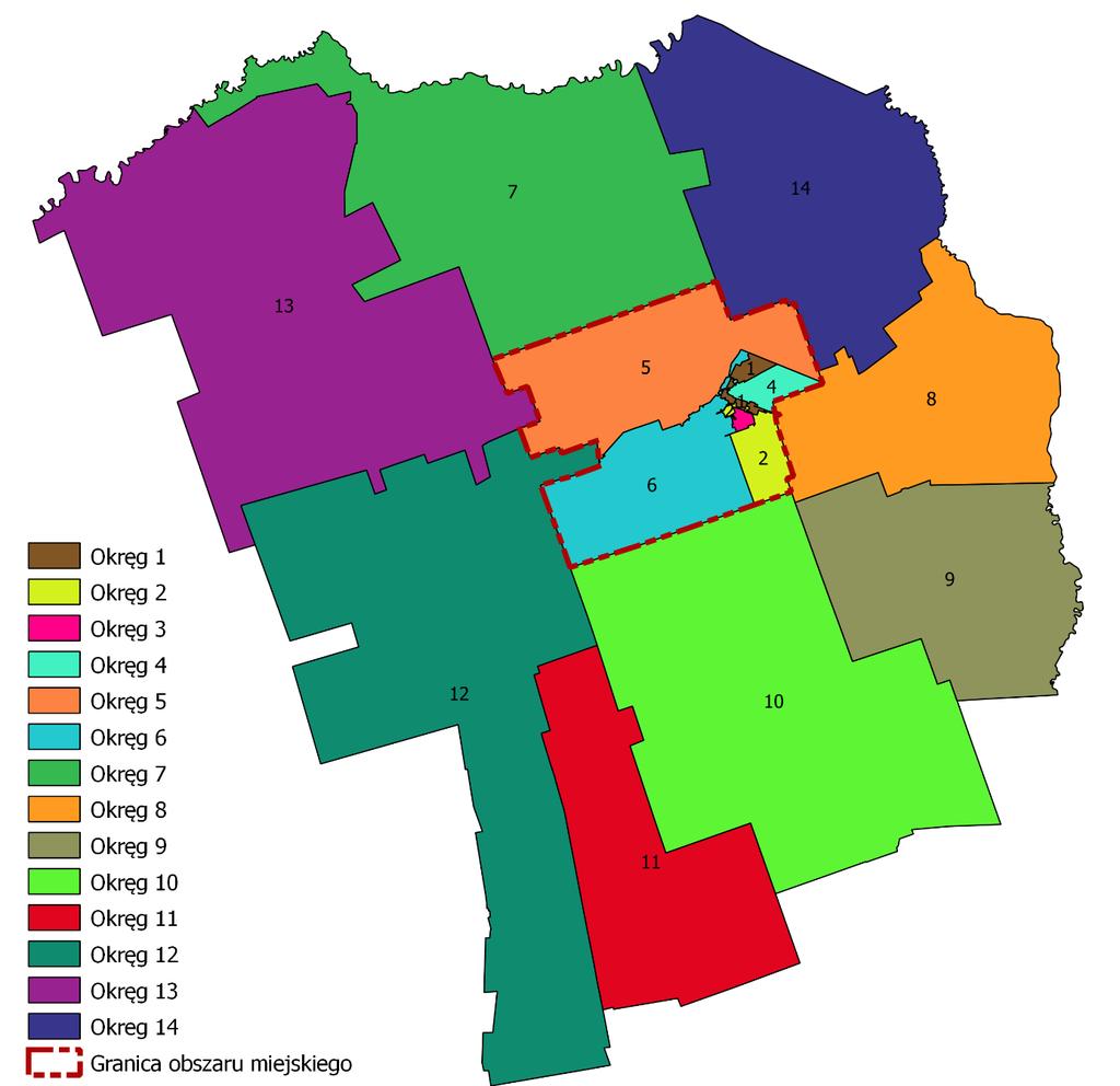 Nr Granice okręgu liczba mieszkańców % mieszkańców ogółem 13 Sołectwa: Hamulka, Kuderewszczyzna, Lewki, Małowista, Olsza, Pięciowłóki, Trzyrzeczki, Sadek, Zwierzyniec Mały, Zwierzyniec Wielki 1007