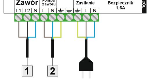 Z gniazda tego korzystamy tylko wtedy jeśli chcemy, aby nasz moduł zaworu i 1 pracował w trybie podrzędnym.