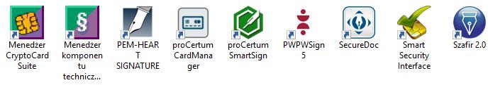 Oprogramowanie do podpisu elektronicznego i zarządzania kartami kryptograficznymi, dostarczane przez centra certyfikacji ustawienia dla Systemu e-deklaracje I.