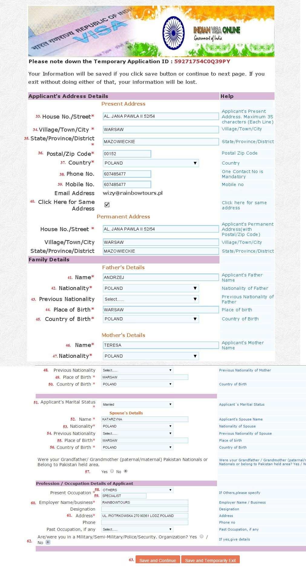 64. Wpisujemy odwiedzane miasta zgodnie z programem wycieczki 65. Wpisujemy 6 66. Wybieramy Multiple 67. Wybieramy Tourism 68. Wpisujemy datę wylotu z Polski w formacie DD/MM/RRRR 69.