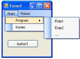 -MenuStrip1 Jest to klasyczne menu wykorzystywane w podstawowych aplikacjach obiektowych.