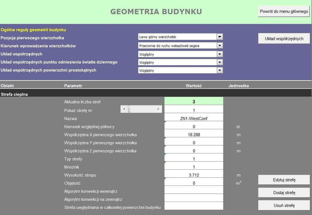 obliczeń symulacyjnych i wizualizacji wyników. Na rysunku 9. przedstawiono przykładowy model budynku jednorodzinnego.