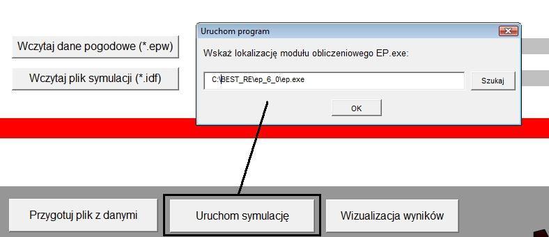 Rys. 7. Uruchomienie symulacji. Rys. 8. Uruchomienie skoroszytu wizualizacji wyników.