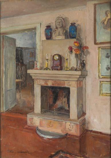 1 JAN CHRYZOSTOM CIEMNIEWSKI (1908-1978) Wnętrze gabinetu olej/płótno, 35,5 x 39 cm sygnowany p.d.: 'J.