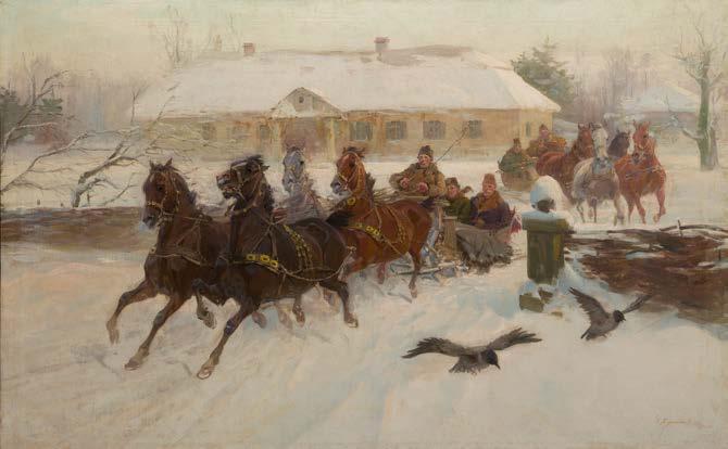 13 IGNACY ZYGMUNTOWICZ (1875-1947) Zaprzęg olej/płótno, 100 x 163 cm