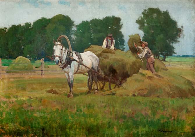 24 IGNACY ZYGMUNTOWICZ (1875-1947) Zwózka siana olej/płótno, 43 x 61 cm