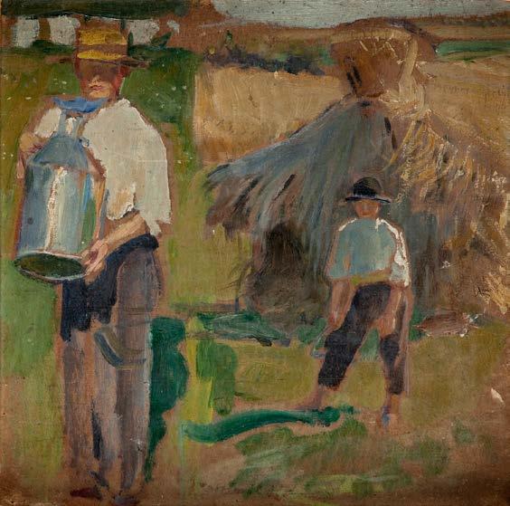 35 WLASTIMIL HOFMAN (1881-1970) Żniwa, przed 1918 olej/tektura, 36 x 37 cm
