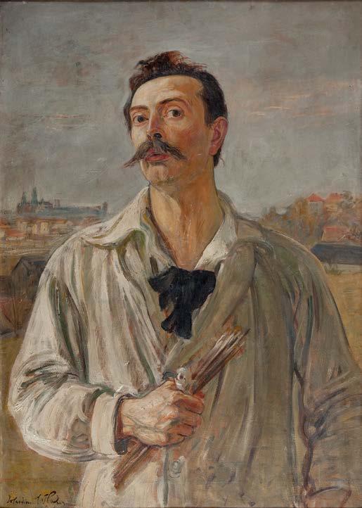 36 WLASTIMIL HOFMAN (1881-1970) Autoportret na tle Wawelu ( Autoportret ), 1921 r. olej/tektura, 98 x 70,5 cm sygnowany i da
