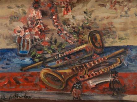 37 ALFRED ABERDAM (1894-1963) Martwa natura z trąbkami olej/płótno, 47 x 62 cm synowany l.d.