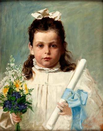 49 KAZIMIERZ POCHWALSKI (1855-1940) Pierwsza komunia olej/tektura, 57 x 45 cm sygnowany p.d.