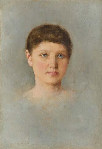 (1865-1944) Portret kobiecy, 1891 r. olej/deska, 30 x 21 cm sygnowany l.d.: 'Augustynowicz' i datowany p.