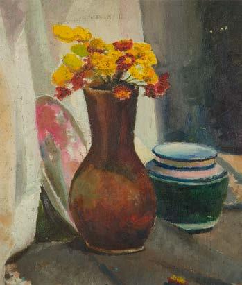 54 IRENA WEISSOWA (ANERI) (1888-1981) Polne kwiaty na wiklinowym stołku, ok.