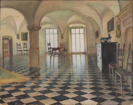 70 BŁAŻEJ IWANOWSKI (1889-1966) Wnętrze zamkowe olej/płótno, 60 x 75 cm sygnowany l.