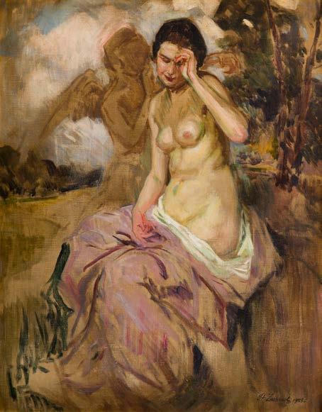 74 STANISŁAW ŻURAWSKI (1889-1976) Akt kobiety przykrytej pudrową draperią, 1925 r.