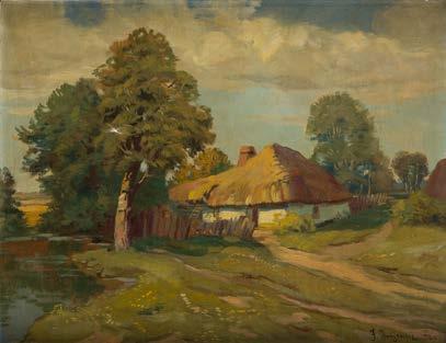 78 FRANCISZEK JURJEWICZ (1849-1924) Pejzaż z chatą, 1920 r.