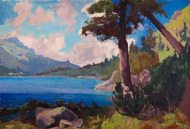 90 STANISŁAW GAŁEK (1876-1961) Pejzaż, 1924 r olej/tektura, 34,5 x 50 cm sygnowany i