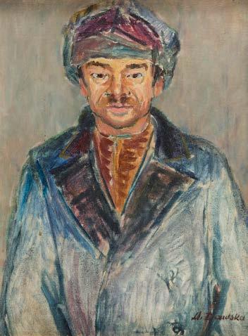 92 MARIA DAWSKA (1909-1993) "Nikifor, studium z natury", 1948 r. olej/płótno, 60,5 x 45 cm sygnowany p.d.: 'M.