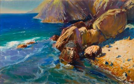 NIEROZPOZNANY, XX w. Pejzaż z Capri olej/sklejka, 33,5 x 51,5 cm sygnowany l.d.