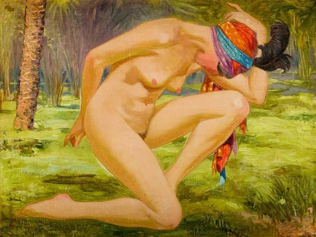 104 ALEKSANDER LASZENKO (1883-1944) Naga hurysa olej/sklejka, 42 x 54 cm sygnowany