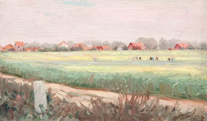 115 BAZYLI POUSTOCHKINE (1893-1973) "Lasek Buloński" olej/płótno naklejone na tekturę, 11 x 19 cm