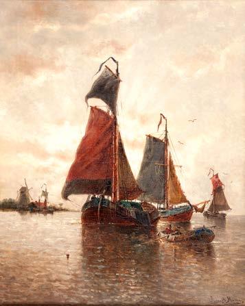 121 AUGUSTE HENRI MUSIN (1852-1920) Łodzie olej/płótno, 81 x 66 cm