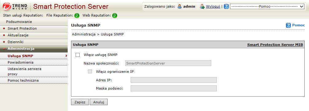 Podręcznik administratora programu Trend Micro Smart Protection Server 3.3 Anuluj: Kliknij, by odrzucić zmiany.