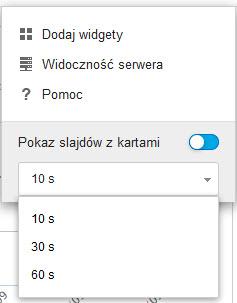 Monitorowanie serwera Smart Protection Server a. Kliknij ikonę Ustawienia po prawej stronie wyświetlanych kart. b. Włącz opcję Pokaz slajdów z kartami. c.