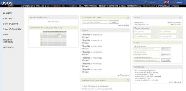 USOSWeb przeznaczony jest dla pracowników i studentów.