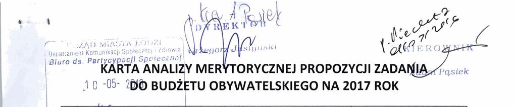 -:!-,P -9 cyjny zadanfa, tzw. ID.,. p-w- Nazwa kom6rki mervtorvcznei: Wydzial Gospodarki Komuealnej'.. UWAGA! KaBdy punkt powinien zostad wypelniony.