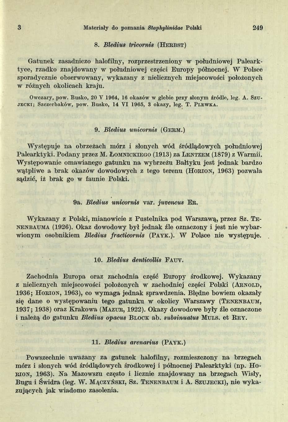 3 Materiały do poznania Staphylinidae Polski 249 8.