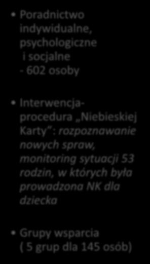 rozpoznawanie nowych spraw, monitoring sytuacji 53 rodzin, w których była prowadzona NK