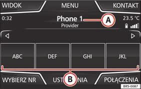 System sterowania telefonem (TELEFON)* Za pomocą managera telefonów można przez Bluetooth połączyć z systemem Infotainment maksymalnie dwa telefony komórkowe (np.