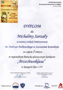 przez Kacpra Stępniaka ucznia klasy VII a uzyskała wyróżnienie w kategorii klas IV VII.