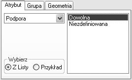 usunięcie z istniejącej selekcji wybranych obiektów; część wspólna aktualnej selekcji oraz wybranego atrybutu konstrukcji.