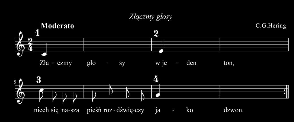 1.Dokończ zapis nutowy w taki sposób, aby powstało utrwalenie w tonacji C dur: 2.Posłuchaj i uzupełnij melodię: W jakiej tonacji jest ten utwór?... 3.