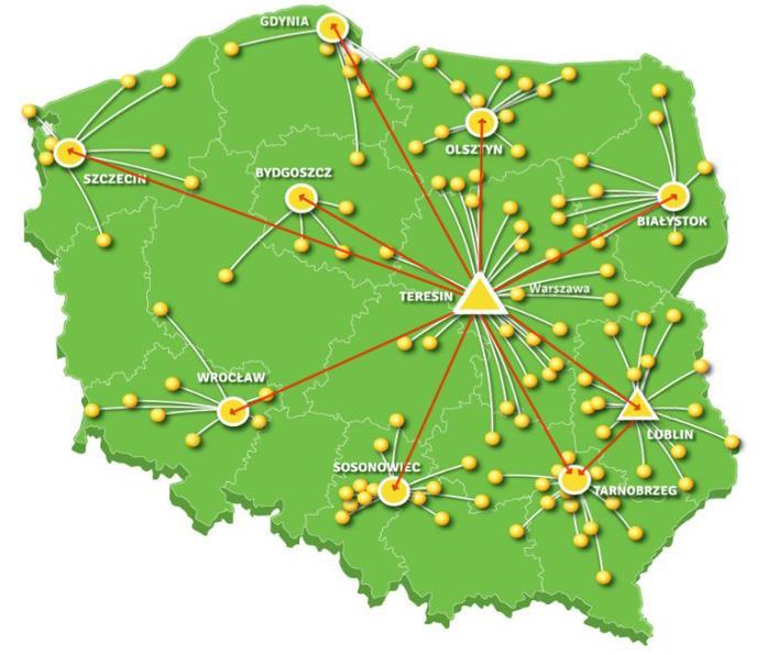 efektywnego zaopatrywania sklepów na obszarze całego
