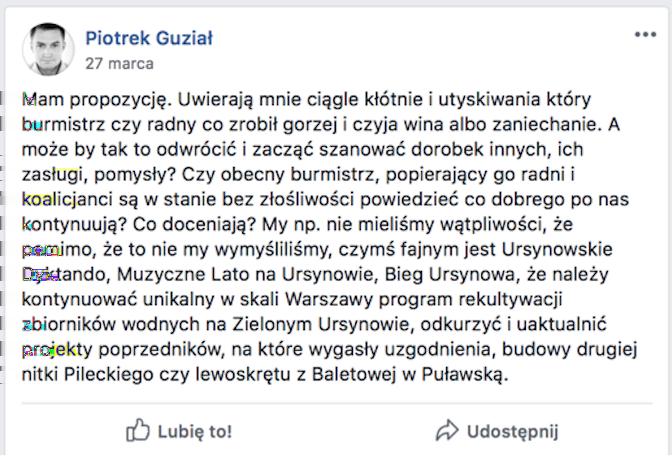dla Ursynowa podczas swojej kadencji.
