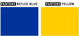 Kolorem powierzchni prostokąta jest niebieski (Pantone Reflex Blue); kolorem gwiazd jest żółty (Pantone Yellow).