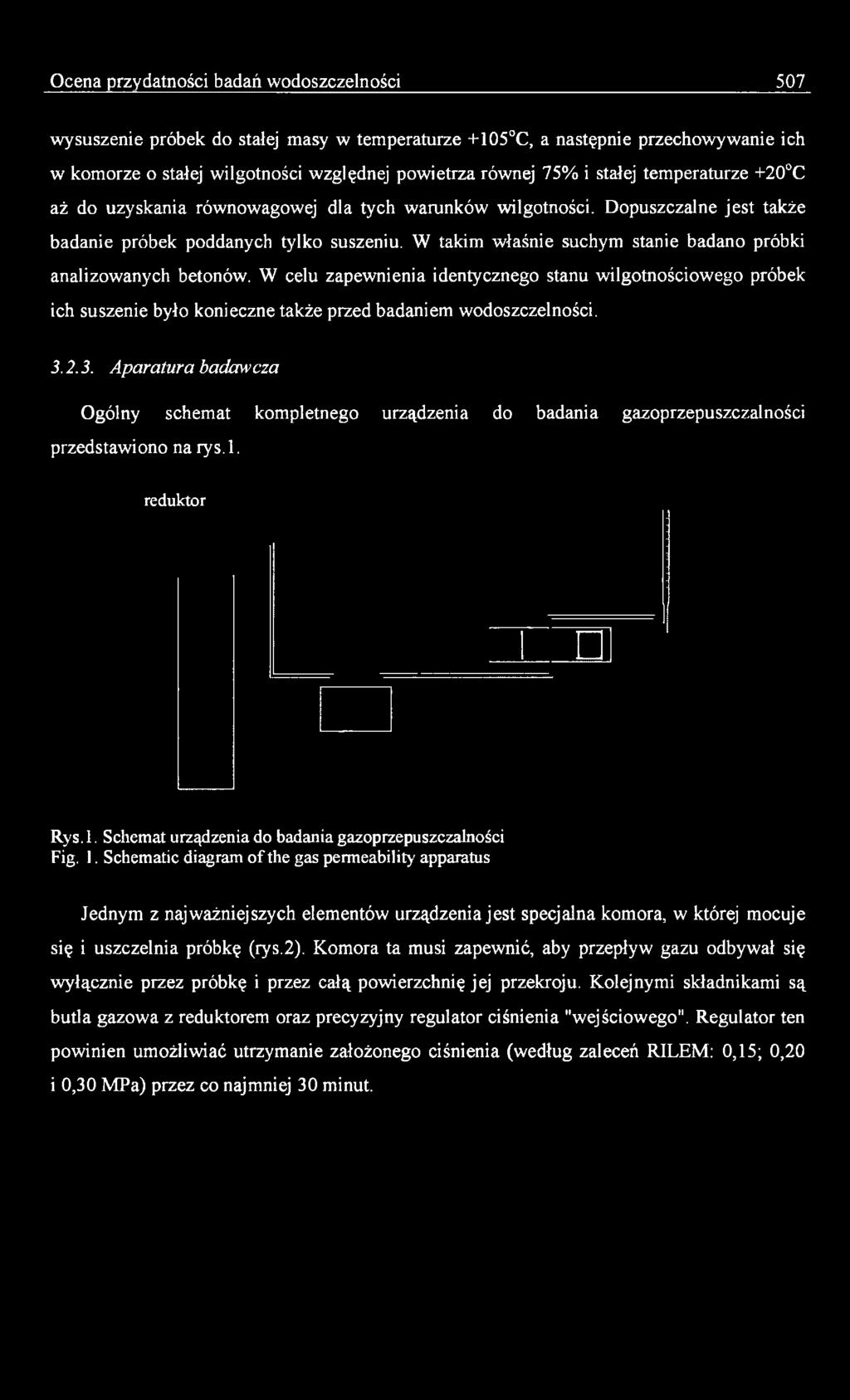 reduktor Rys. 1. Schemat urządzenia do badania gazoprzepuszczalności Fig. 1. Schematic diagram of the gas permeability apparatus Jednym z najważniejszych elementów urządzenia jest specjalna komora, w której mocuje się i uszczelnia próbkę (rys.