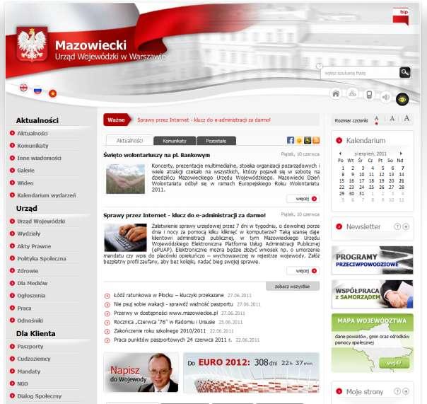 Widok serwisu: menu główne serwisu Jak widać powyżej, nasze menu zawiera kategorię