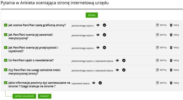 Przycisk DODAJ wyświetli
