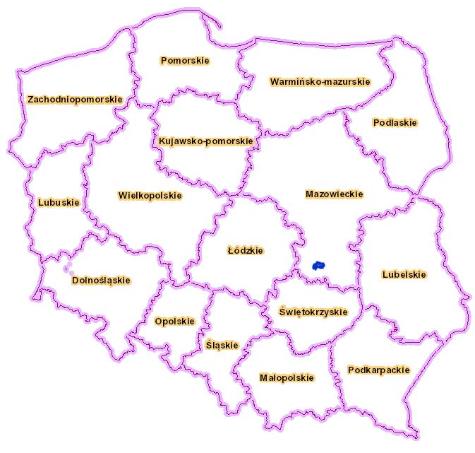 Program Rewitalizacji dla Gminy Wolanów na lata 2016-2023 Green Key Ryc. 2. Położenie Gminy Wolanów na tle Polski Źródło: opracowanie własne na podstawie geoportal.gov.pl Ryc. 3.